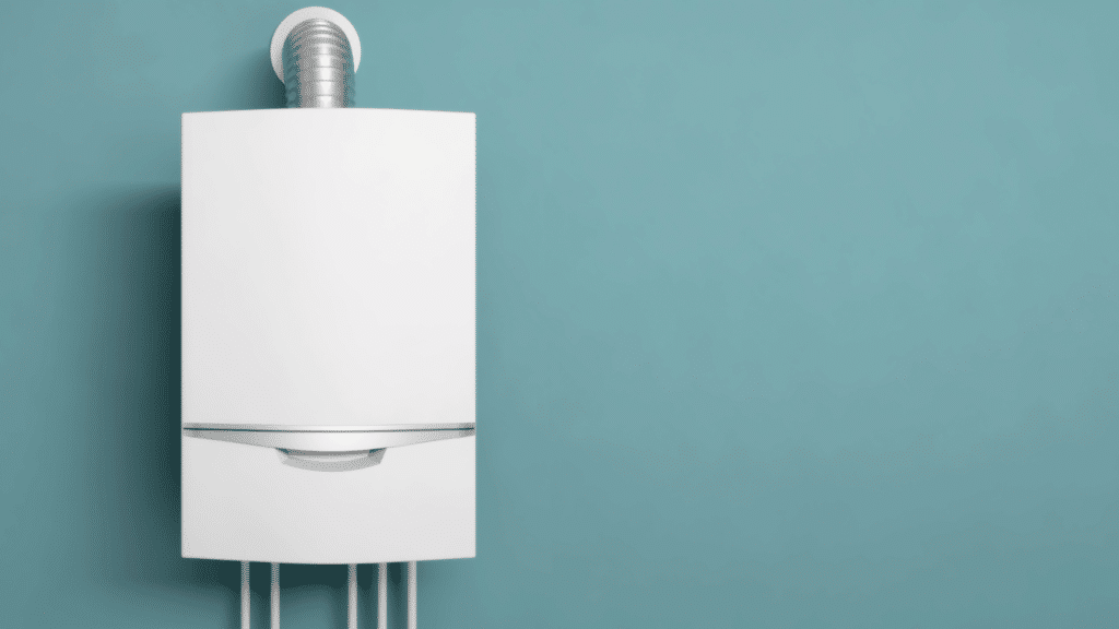 Tankless water heater on wall